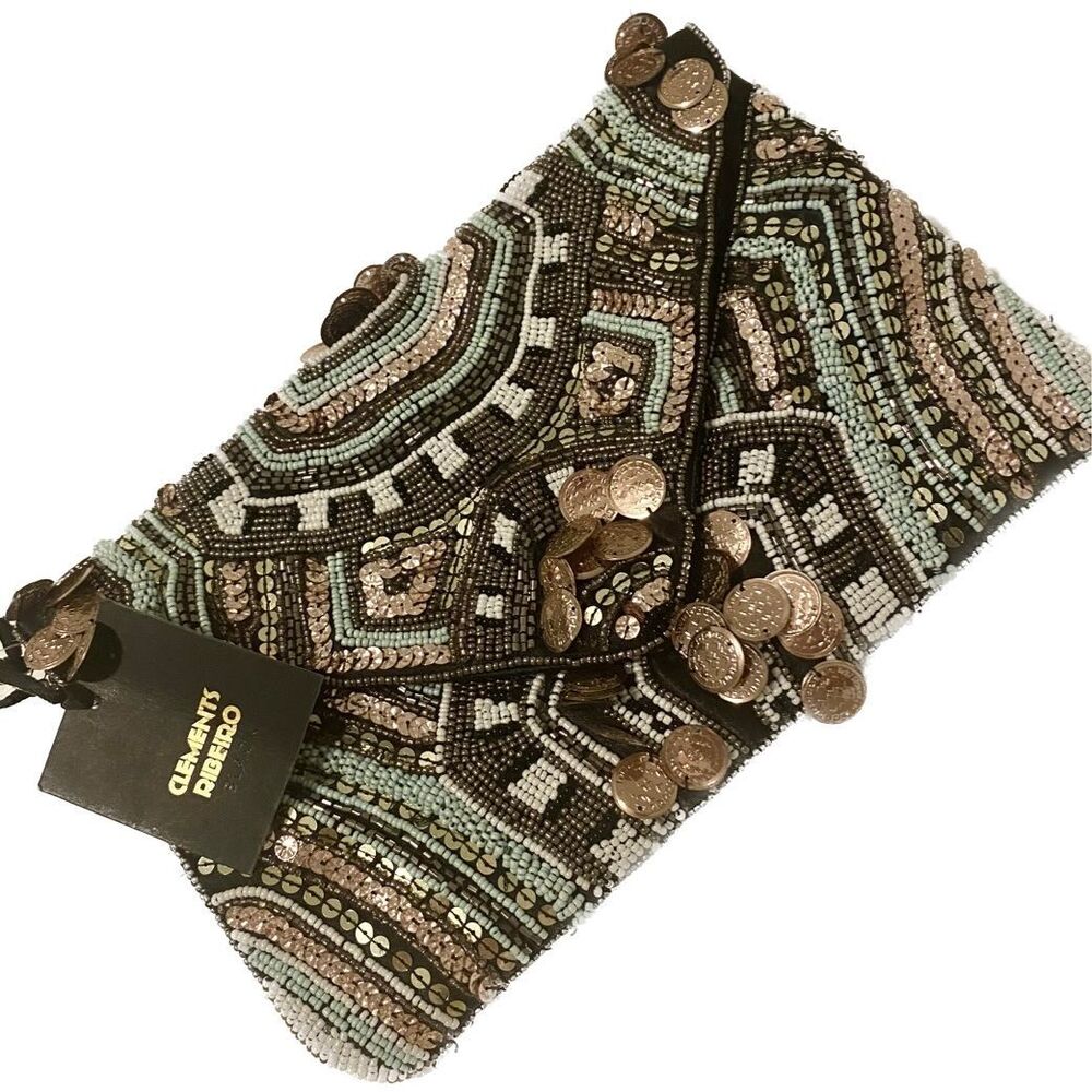 Clements Ribeiro All Over Beaded Clutch/ Crossbody Purse